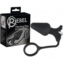 Анальная втулка с кольцом для пениса Rebel, бренд Orion, из материала силикон, цвет черный, длина 11 см.