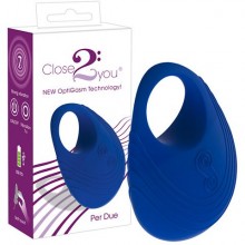 Close2you виброкольцо для пениса «Per Due», синее, из материала силикон, цвет синий, длина 9 см.
