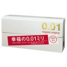 Sagami Original 001 Полиуретановые презервативы 0.01 мм, упаковка 5 шт, 143219, длина 17 см., со скидкой