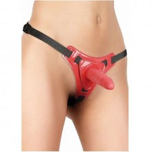 Женский универсальный страпон «Strap - On Red Ouch», красный, SH-OU049RED, бренд Shots Media, длина 11 см., со скидкой