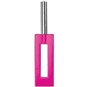 Пэдл для БДСМ Ouch «Leather Gap Paddle», цвет розовый, SH-OU018PNK, бренд Shots Media, длина 35 см.