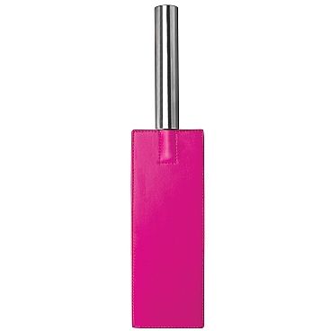 Шлепалка-пэдл для БДСМ «Ouch Leather Paddle Pink», розовый, SH-OU020PNK, бренд Shots Media, длина 41 см.