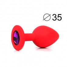 Пробка красная силиконовая анальная, длина 80 мм, диаметр 35 мм, цвет кристалла фиолетовый, Sexy Friend SF-70601-04, цвет красный, длина 8 см.