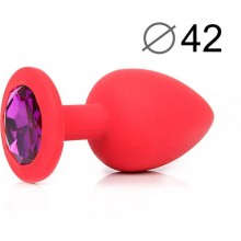 Силиконовая красная анальная пробка, длина 95 мм, диаметр 42 мм, цвет кристалла фиолетовый, Sexy Friend SF-70602-04, длина 9.5 см.