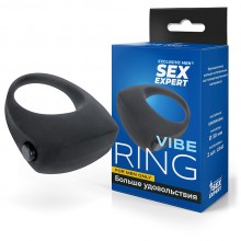 Кольцо эрекционное с вибрацией, цвет черный, Sex Expert «Vibe CockRing» SEM-55112, диаметр 3 см., со скидкой