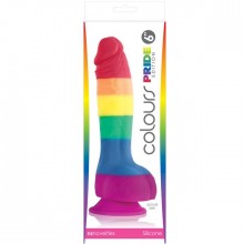 Colours Pride Edition «6 дюймов Dildo - Rainbow» разноцветный фаллоимитатор на присоске, NSN-0408-06, бренд NS Novelties, коллекция Colours Pleasures, длина 21 см., со скидкой