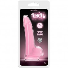 Фаллоимитатор на присоске Firefly «Smooth Glowing Dong - 5 - Pink», цвет розовый, NSN-0477-14, бренд NS Novelties, из материала TPE, длина 14.5 см., со скидкой