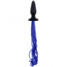 «Unicorn Tails Blue» анальная пробка с ярко-синим хвостом, NSN-0509-17, бренд NS Novelties, из материала силикон, длина 9.91 см., со скидкой