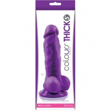 Фаллоимитатор на присоске Colours - Pleasures - Thick 5 Dildo - Purple, цвет фиолетовый, NSN-0405-35, бренд NS Novelties, из материала силикон, коллекция Colours Pleasures, длина 18.29 см., со скидкой