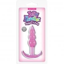 Jelly Rancher «T-Plug - Ripple - Pink» анальная пробка рельефная розовая, NSN-0451-34, бренд NS Novelties, из материала TPE, длина 10.9 см., со скидкой