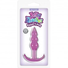 Jelly Rancher «T-Plug - Ripple - Purple» рельефная анальная пробка фиолетовая, NSN-0451-35, бренд NS Novelties, цвет фиолетовый, длина 10.9 см.