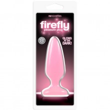 Firefly Pleasure «Plug - Medium - Pink» средняя анальная пробка флуоресцентная розовая, NSN-0475-34, бренд NS Novelties, из материала TPE, цвет розовый, длина 12.7 см., со скидкой