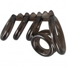 Насадка на пенис и мошонку с гребнем «Penis Hodenring» от компании Orion, цвет черный, 5097790000, из материала TPE, длина 7 см., со скидкой