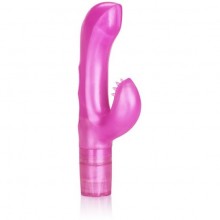 Женский вибратор с клиторальным стимулятором «Silicone Butterfly Kiss Pink», цвет розовый, 0782-51BXSE, бренд CalExotics, из материала TPR, длина 10.3 см., со скидкой