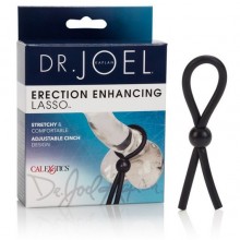 Лассо на пенис из латекса Dr. Joel Kaplan «Erection Enhancing Lasso Rings», цвет черный, длина 12 см., со скидкой