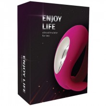 Интимный вибратор для двоих «Enjoy Life», цвет розовый, RA-308, бренд RestArt, из материала силикон, длина 8.8 см., со скидкой