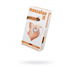 Ребристые презервативы Masculan «Ultra 3 Long Pleasure» с анестетиком, упаковка 10 шт, 315, из материала латекс, со скидкой