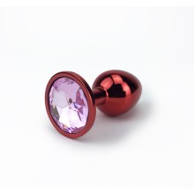 Классическая анальная пробка с розовым стразом, цвет красный, 4Sexdream 47414-MM, из материала металл, коллекция Anal Jewelry Plug, длина 7.1 см., со скидкой