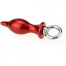 Металлическая анальная пробка для ношения с кольцом, цвет красный, 47420-MM, бренд 4sexdream, длина 7 см., со скидкой
