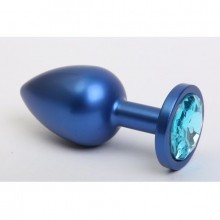 Классическая анальная пробка с голубым стразом, цвет голубой, 47196-4MM, бренд 4sexdream, длина 8.2 см., со скидкой
