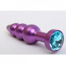 Анальная пробка-елочка с голубым стразом, цвет фиолетовый, 47433-1MM, бренд 4sexdream, из материала металл, длина 11.2 см., со скидкой
