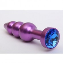 Анальная пробка-елочка с синим стразом, цвет фиолетовый, 47433-3MM, бренд 4sexdream, длина 11.2 см., со скидкой