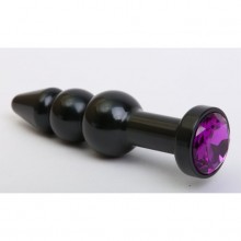 Анальная пробка-елочка с фиолетовым стразом, цвет черный 47432-5MM, бренд 4sexdream, из материала металл, длина 11.2 см., со скидкой