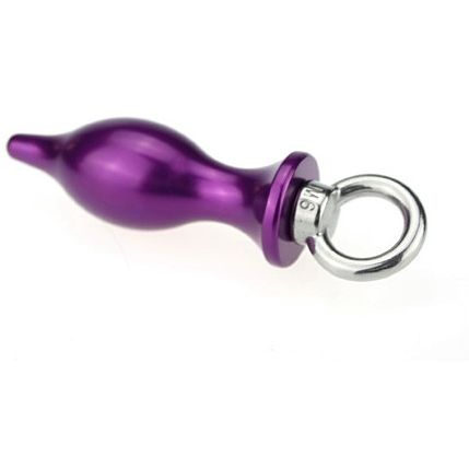 Металлическая анальная пробка для ношения с кольцом, цвет фиолетовый, 47418-1MM, бренд 4sexdream, длина 7 см., со скидкой