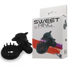 Виброкольцо «Sweet Ring», цвет черный, Baile BI-010133-2, из материала TPE, длина 4.5 см.