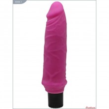 Гибкий реалистичный вагинальный вибратор «King of Sex», цвет розовый, Eroticon 30308-1, из материала CyberSkin, длина 20 см., со скидкой