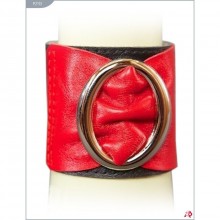 Кожаный браслет с овальной пряжкой, цвет красный, Подиум Р2113, бренд Фетиш компани, One Size (Р 42-48), со скидкой