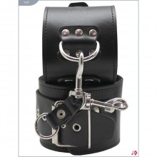 Широкие наручники из натуральной кожи с меховой подкладкой, цвет черный, Подиум Р29, бренд Фетиш компани, со скидкой
