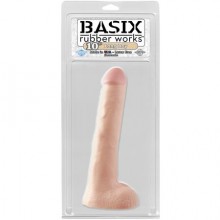 Фаллоимитатор реалистик с мошонкой «Long Boy», цвет телесный, Basix Rubber Worx 422621, из материала TPR, длина 25.4 см.