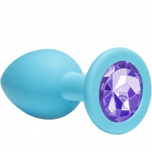 Анальная пробка «Emotions Cutie Medium» с фиолетовым кристаллом, цвет голубой, Lola Toys 4012-04Lola, бренд Lola Games, из материала силикон, длина 8.5 см., со скидкой