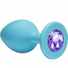 Анальная пробка «Emotions Cutie Small» с фиолетовым кристаллом, цвет голубой, Lola Toys 4011-05Lola, длина 7.5 см., со скидкой