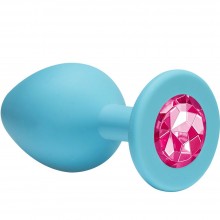Анальная пробка «Emotions Cutie Small» с розовым кристаллом, цвет голубой, Lola Toys 4011-06Lola, длина 7.5 см., со скидкой