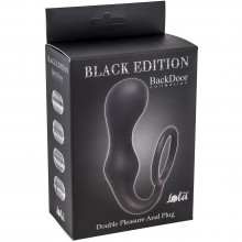 Эрекционное кольцо с анальной пробкой «Double Pleasure Anal Plug Black», цвет черный, 4217-01Lola, бренд Lola Games, из материала силикон, длина 18 см., со скидкой