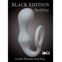 Эрекционное кольцо с анальной пробкой «Double Pleasure Anal Plug Grey», цвет серый, 4217-02Lola, бренд Lola Games, из материала силикон, коллекция Backdoor Black Edition, длина 18 см.