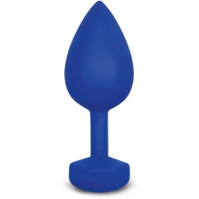 Большая дизайнерская анальная пробка с вибрацией «Gplug», цвет синий, Fun Toys FT10189, из материала силикон, длина 10.5 см.