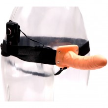 Полый мужской страпон-фаллопротез «Vibrating Hollow Strap-on» с вибрацией, цвет телесный, Fetish Fantasy Series DEL7992, из материала латекс, длина 15 см., со скидкой