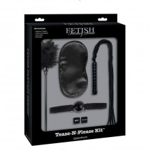 БДСМ набор для начинающих «FF Teaze And Please Kit», цвет черный, Fetish Fantasy Series DEL12810, бренд PipeDream, из материала ПВХ, диаметр 4 см.
