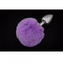 Маленькая серебристая пробка с пушистым фиолетовым хвостиком от известного бренда «Пикантные штучки», цвет серебристый, DPSMS022PUR, длина 6 см., со скидкой