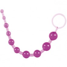 Анальные шарики на жесткой связке «Thai Beads Purple», цвет фиолетовый, Toy Joy TOY9258, из материала ПВХ, длина 25 см., со скидкой
