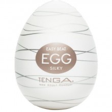 Оригинальный японский мастурбатор Tenga «Egg Silky» с шелковой текстурой, цвет белый, E21710, из материала TPE, длина 6.5 см., со скидкой