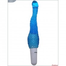 Гелевый анальный вибратор с пупырышками, цвет синий, Eroticon 30170, длина 22 см.