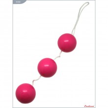 Тройные вагинальные шарики из гладкого пластика от компании Eroticon, цвет розовый, 30382, диаметр 3.8 см., со скидкой