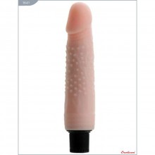 Вибратор для женщин с пупырышками из реалистичного материала от компании Eroticon, цвет телесный, 30401, из материала CyberSkin, длина 21 см., со скидкой