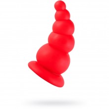 Анальная изогнутая втулка из силикона, «Black & Red», цвет красный, бренд ToyFa, коллекция Black & Red, длина 13 см.