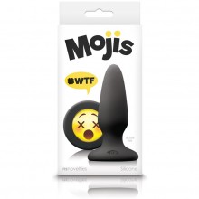 Средняя силиконовая анальная пробка «Moji's - Wtf - Medium - Black» со смайликом, цвет черный, NS Novelties NSN-0513-23, длина 10.4 см.