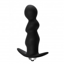 Анальная вибропробка со спиральным рельефом «First Time Spiral Anal Plug», цвет черный, Lola Toys 5008-03lola, коллекция First Time by Lola, длина 12 см.